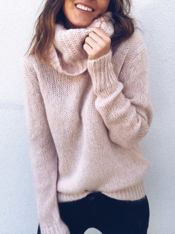 Women's Sweaters Solid Turtleneck Long Sleeve Sweater MusePointer