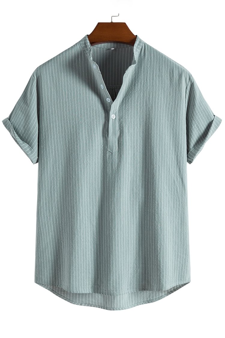 Fashion Leisure Stripe Cotton Linen Shirt