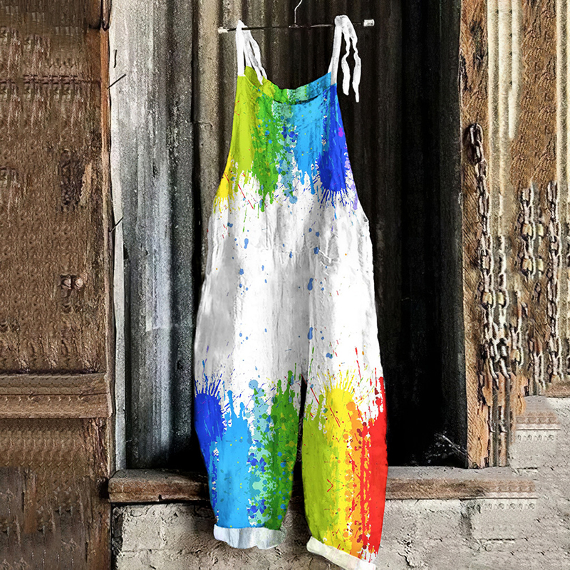 Comstylish Pride Month Rainbow Print Loose Jumpsuit