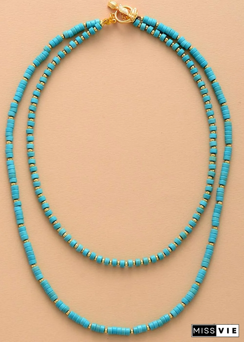 Boho Necklace, Turquoises 2 Layers Chokers Necklace