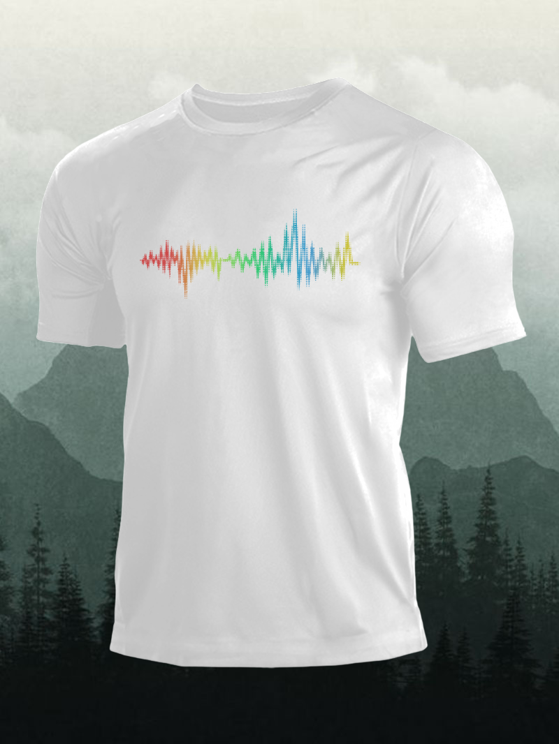 Men's Colorful Music Ripple Short-Sleeved Shirt