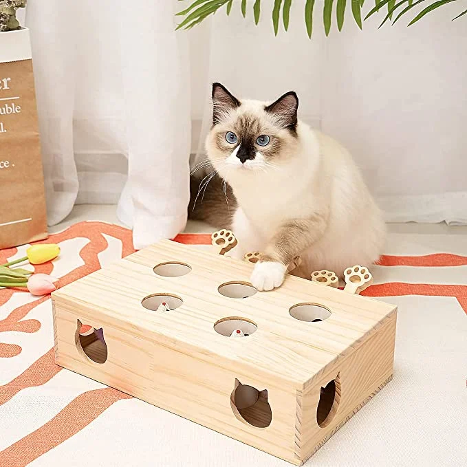 Wooden Whac-A-Mole Toy for Cat Mewoofun Mewoofun