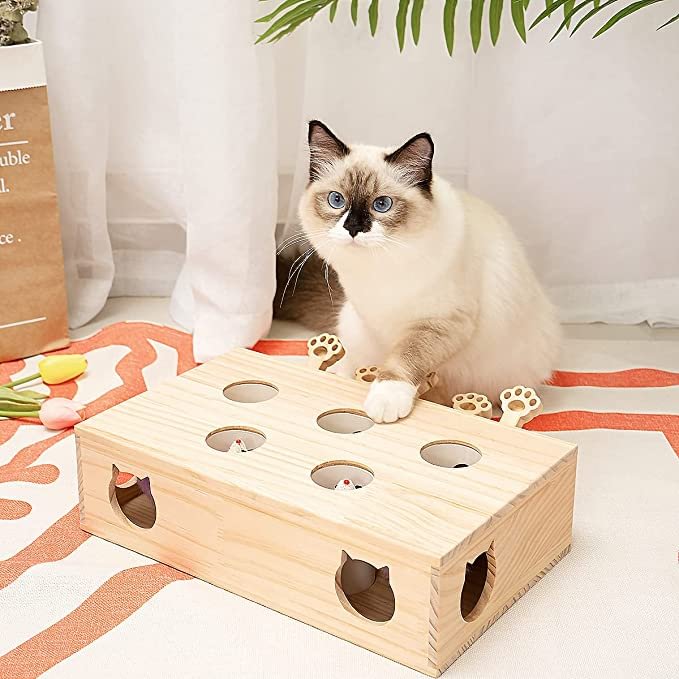 Wooden Whac-A-Mole Toy for Cat Mewoofun mewoofun