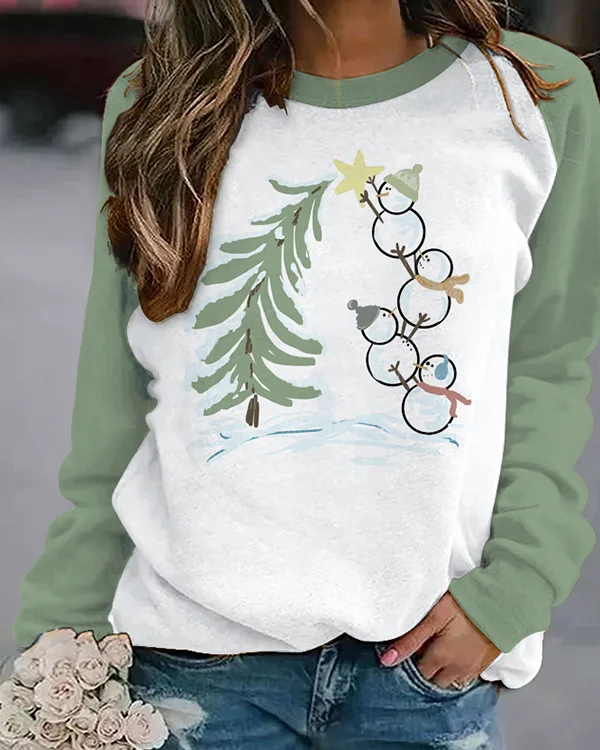 Snowman Stackable with Tree Sweatshirt