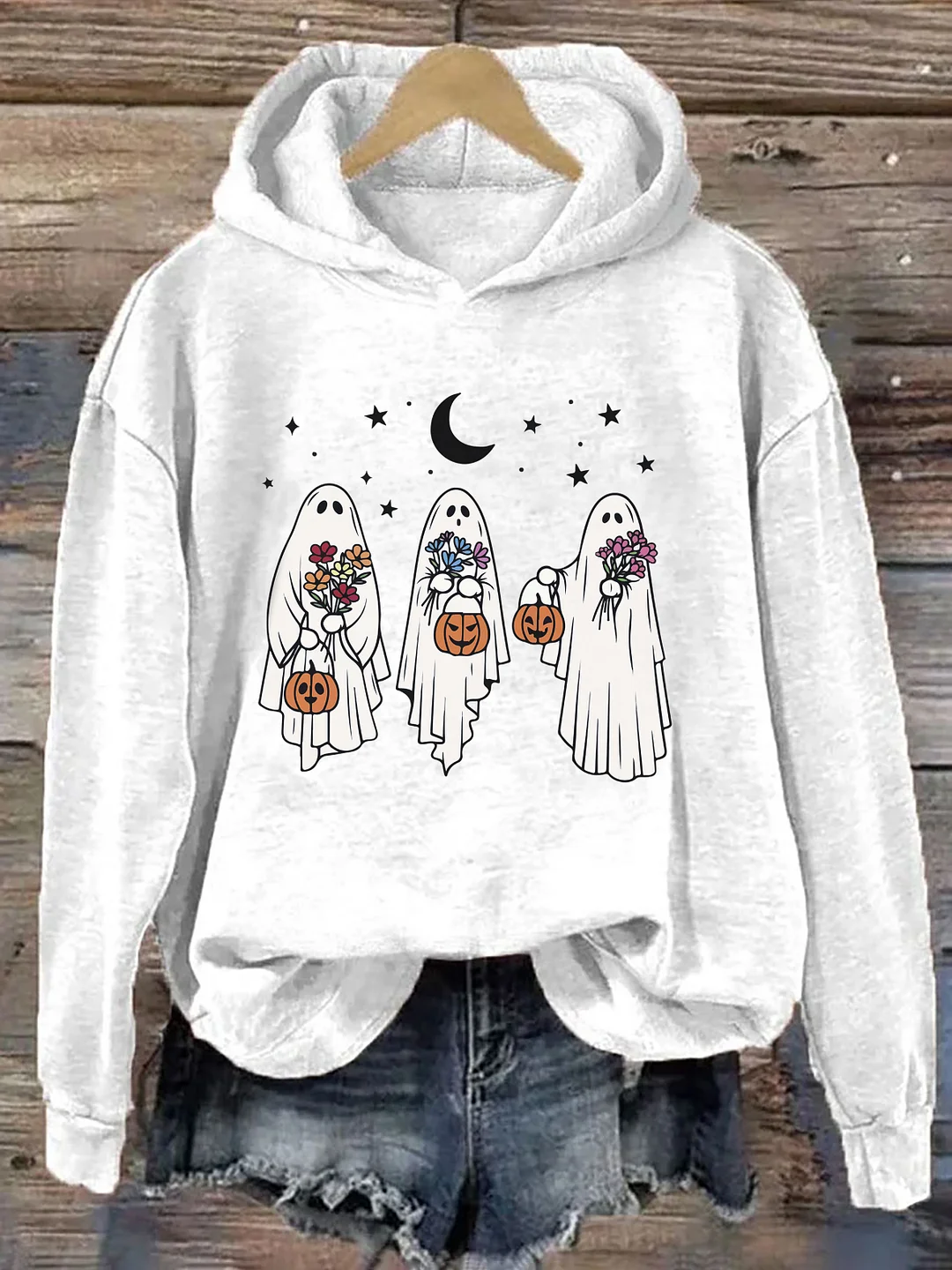 Floral Retro Spooky Pumpkin Hoodie