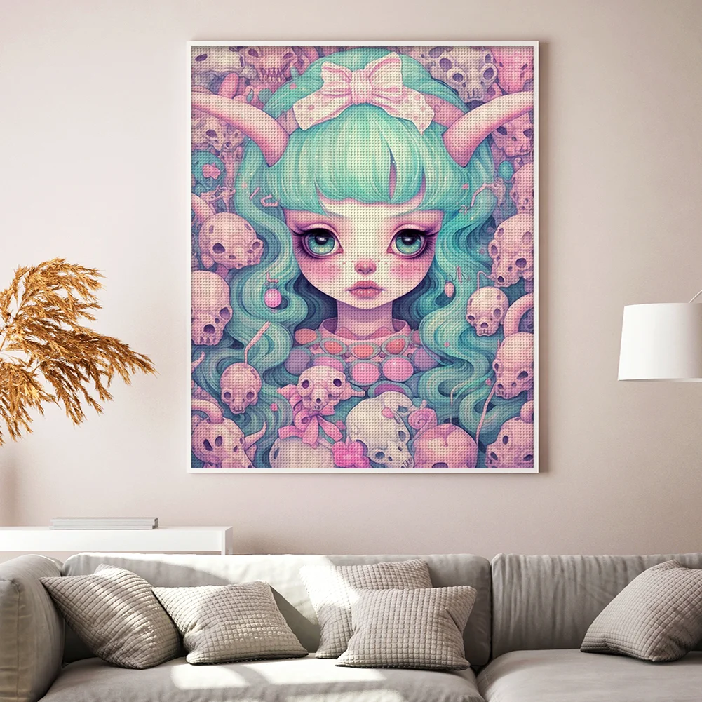 11CT Full Stamped Cross Stitch - Big Eye Doll(Canvas|45*55CM)