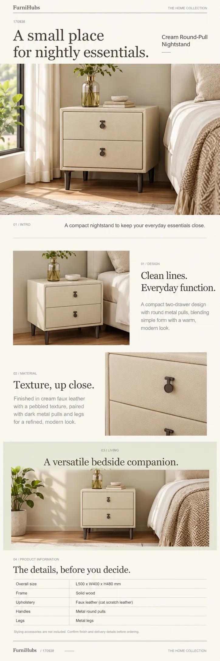 MZ Two-Drawer Bedside Table — Product details