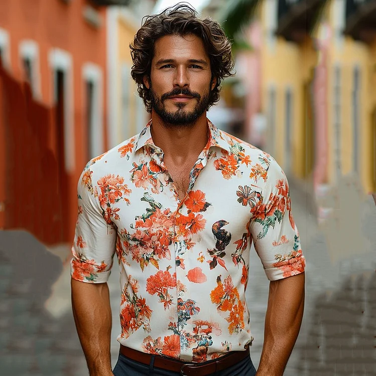Simpfit Herren Aquarell Blumen Kunst Urlaub Shirt