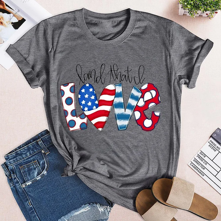USA American Flag Love T-shirt Tee --Annaletters