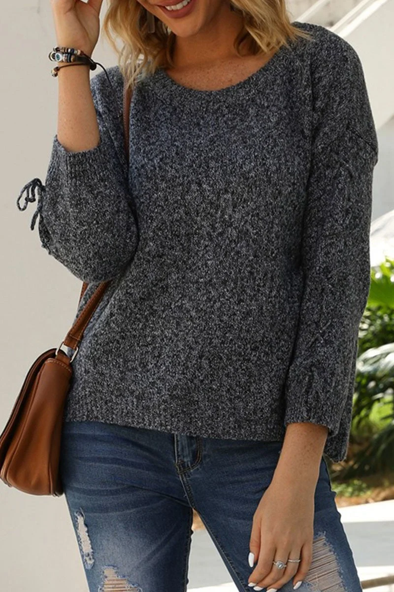 Fashion Casual Solid Split Joint O Neck Tops