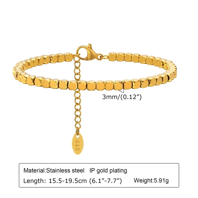 Casual Minimalist Solid Color 304 Stainless Steel 18K Gold Plated Bracelets In Bulk