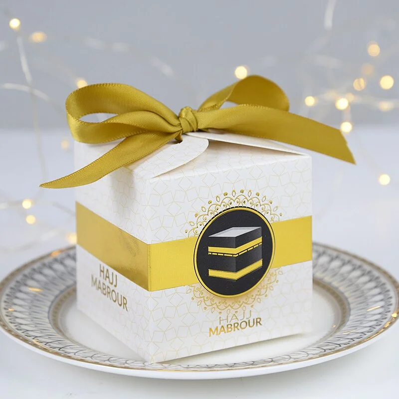 10pcs Eid Mubarak Candy Boxes Ramadan Kareem Decoration Paper Gift Box Islamic Muslim Party Supplies Eid al-Fitr Hajj Mabrour