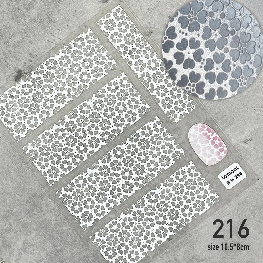 3D Engraved Nail Art Stickers Black and white Leaf Flower high quality Water Decals Embossed Pattern Nail Water Slide Decals