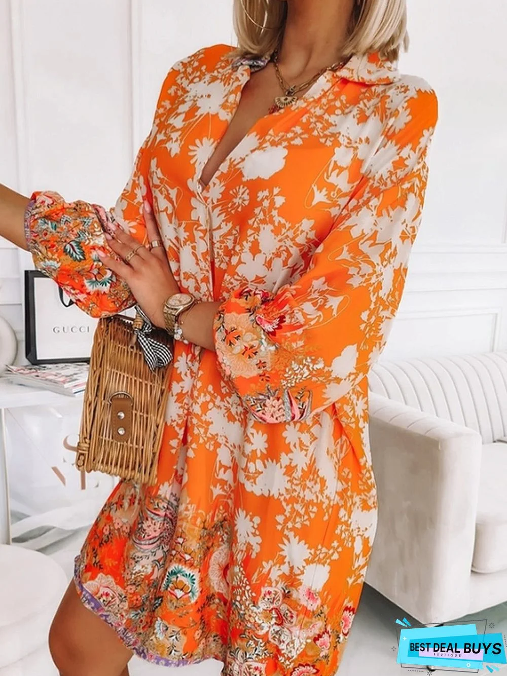 Printing Vacation Floral Loose Dress