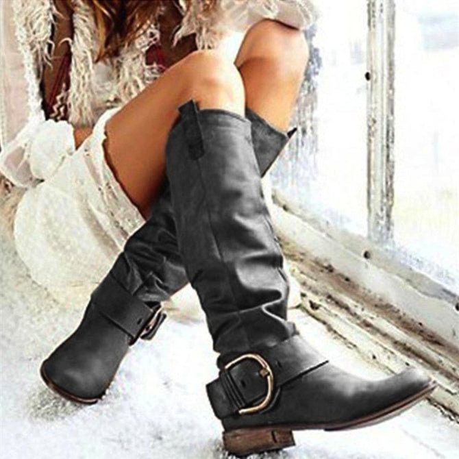 Casual Heels Leather Boots