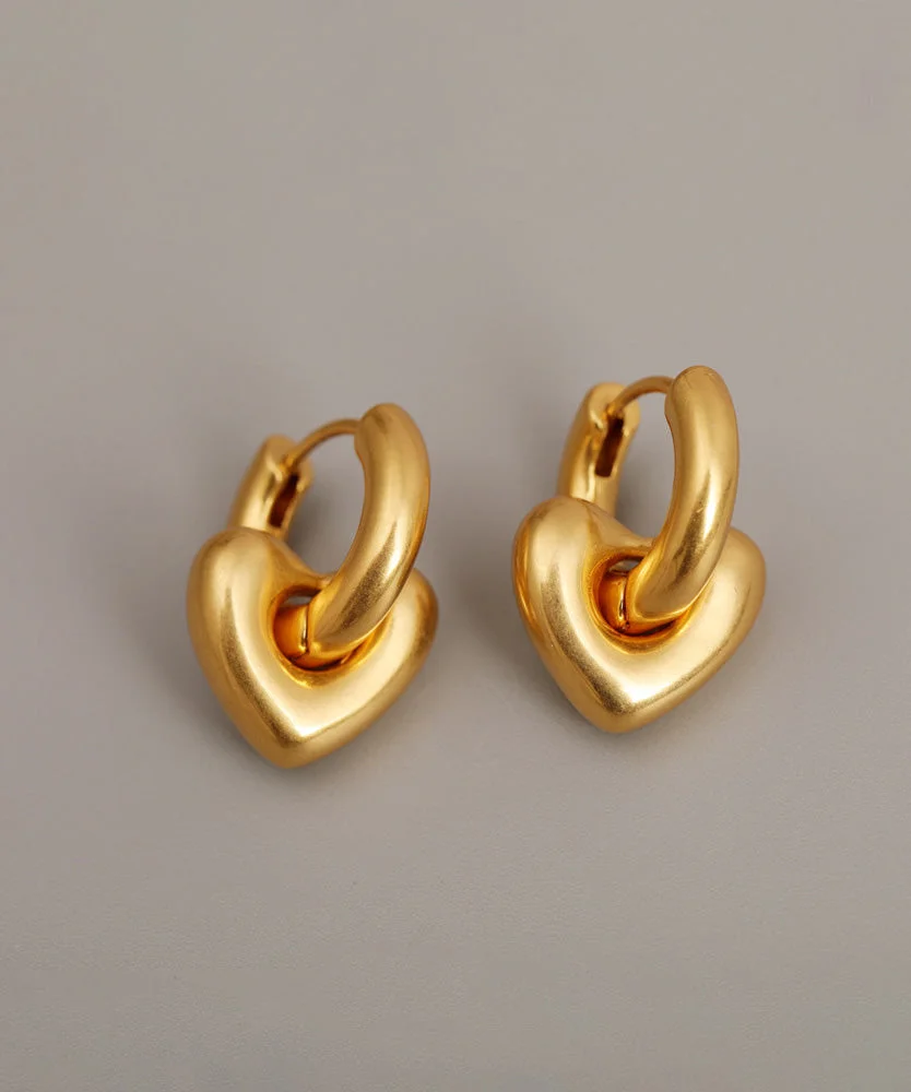 Chic Gold Copper Overgild Removable Love Hoop Earringss