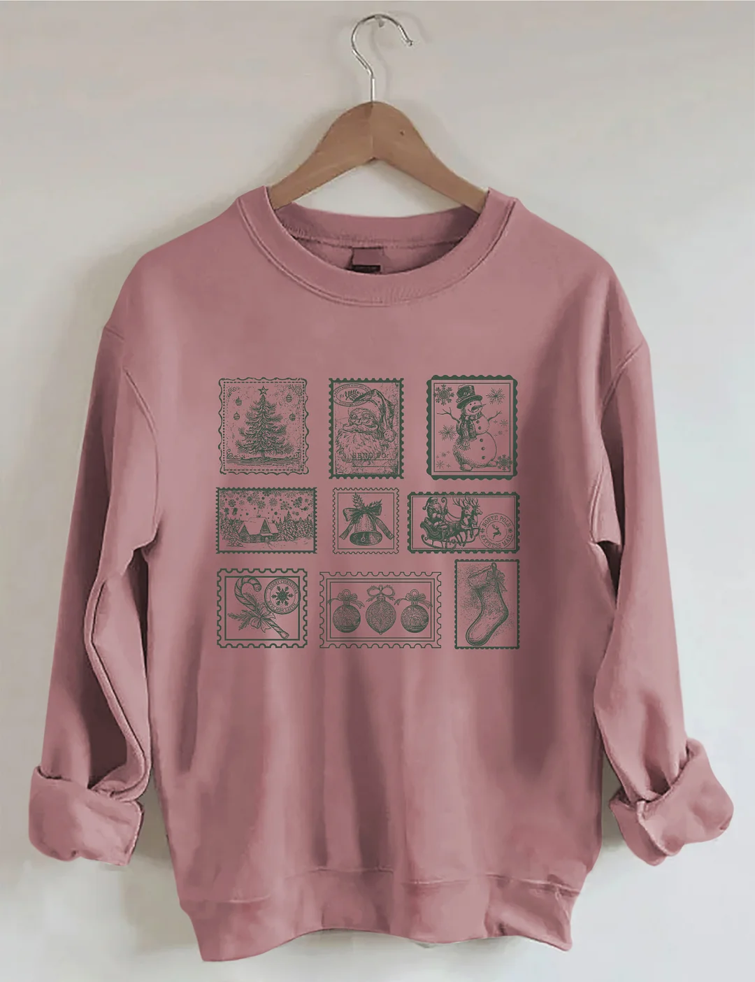 Retro Christmas Postage Stamp Sweatshirt