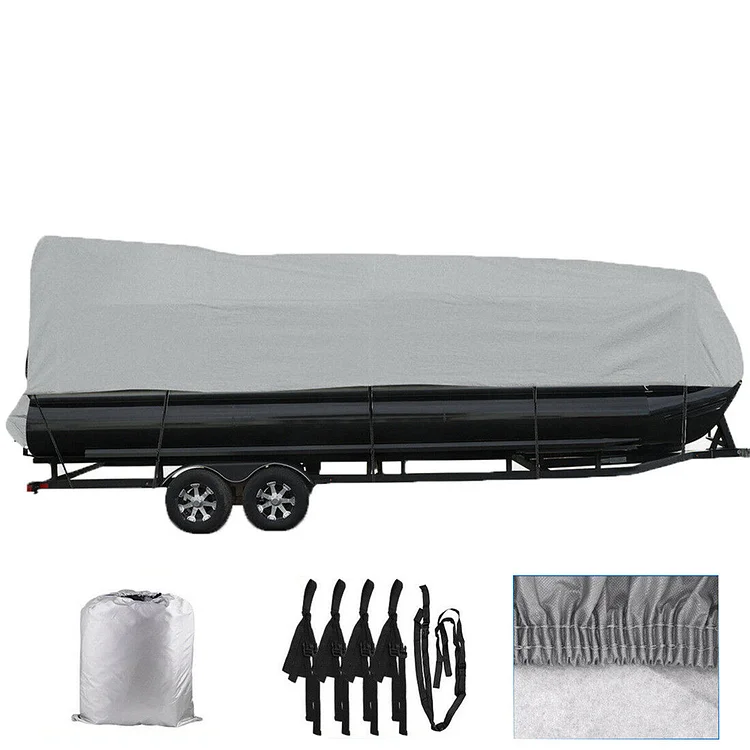 Silscvtt 21-24Ft Heavy Duty Trailerable Pontoon Boat Cover Replacement for Pontoon Boat Deck Boat Runabout Gray