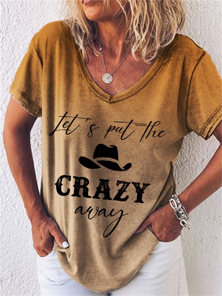 Western Cowboy Quote Gradient V Neck T Shirt