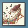 Floral Butterfly Walking Special Shaped 5D DIY Partial Drill Diamond Painting Kits 30x30cm Diamond Art Kit for Adults Home Decor