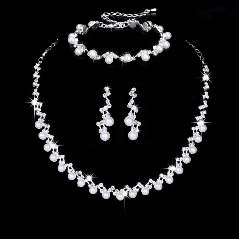 Minimalist Solid Color Rhinestone Inlay Zircon Jewelry Set