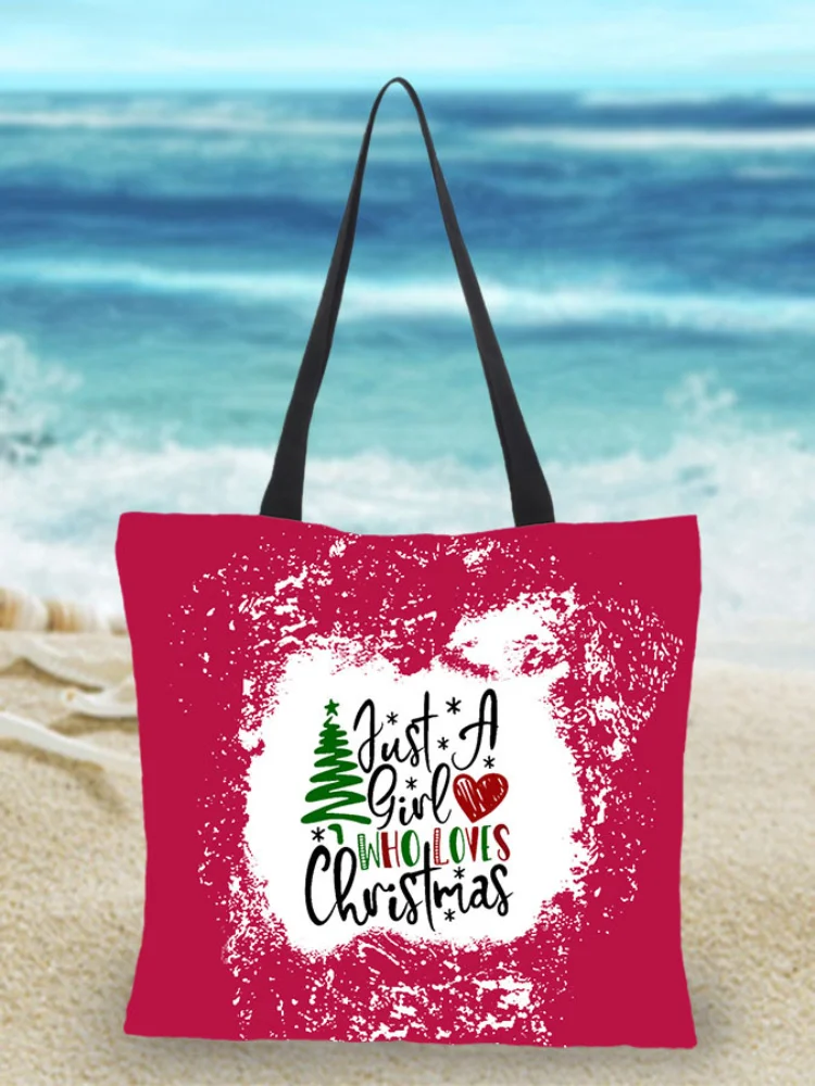 Christmas Tree Tie Dye Print Canvas Bag