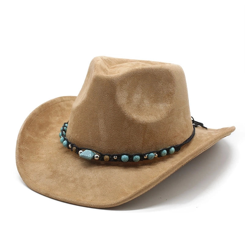 New Suede Ethnic Style Tibetan Western Cowboy Hat Top Hat Autumn And Winter Men’s And Women’s Felt Hat Curved Jazz Hat