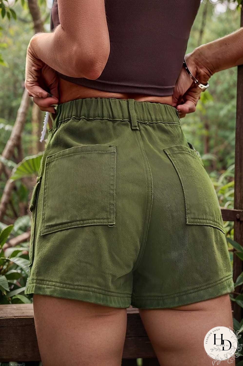 sexy button pocket denim cargo pants