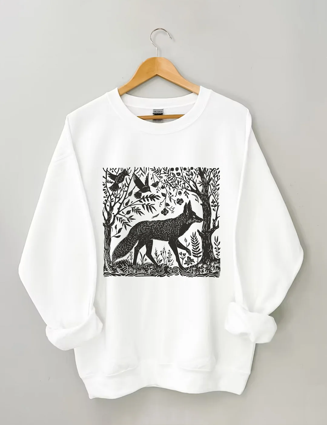 Folklore Forest Fox Lino Print Sweatshirt