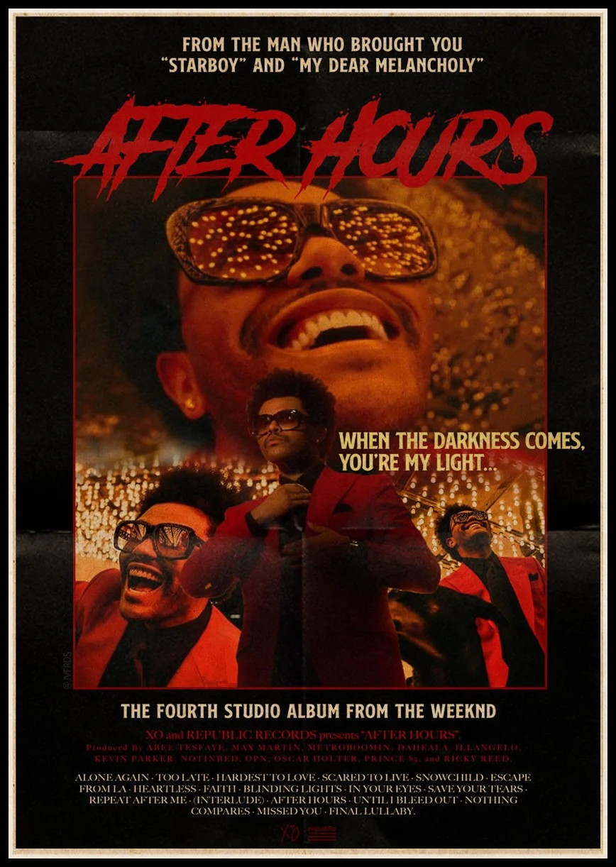 Athvotar Rapper Posters Hip Hop The Weeknd Wiken Potted Brother Quality Vintage Kraft Paper Painting Poster Living Room Wall Decor 703-1