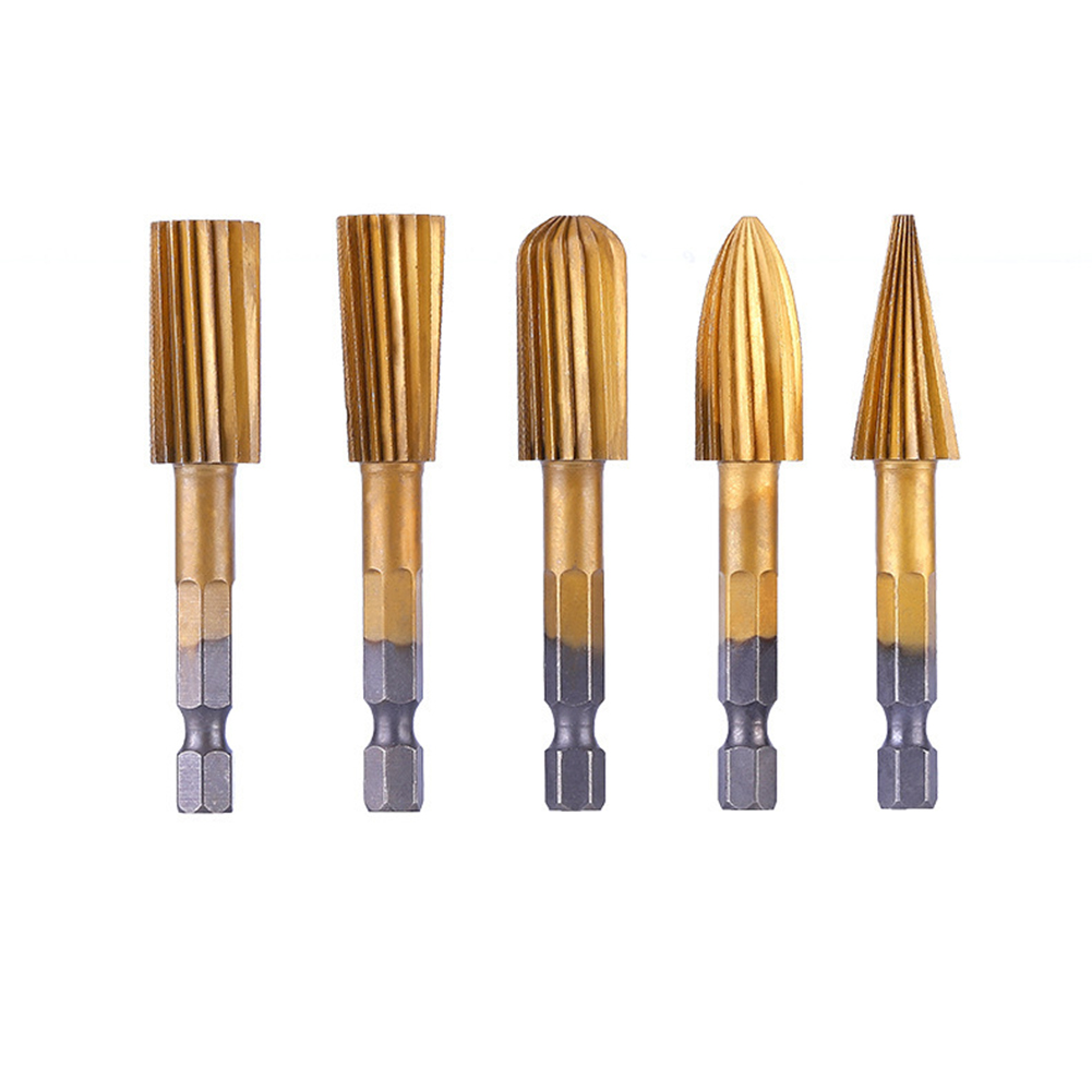 

5pcs 6.35mm Shank HSS Burr Wood Cutter Rotary Electric Grinding Drill Bit, 501 Original