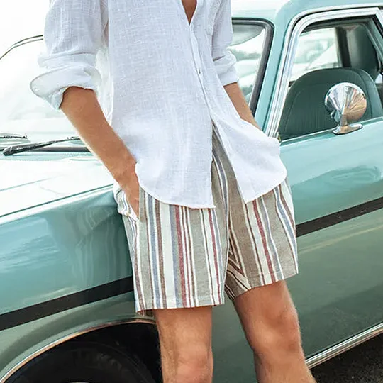 Summer Retro Surf Stripe Shorts