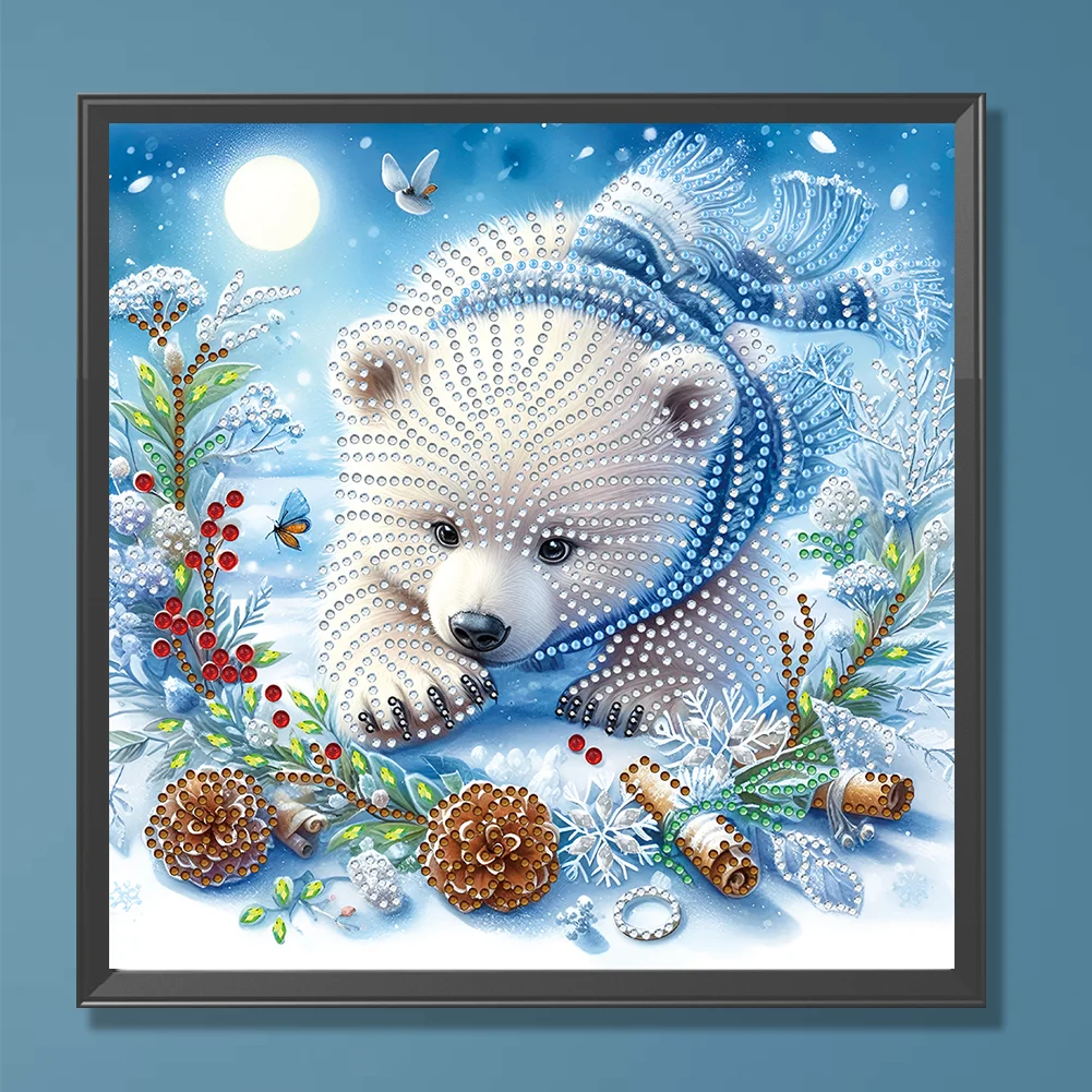 Diamond Painting - Partial Special Shaped Drill - Snow Bear(Canvas|30*30cm)