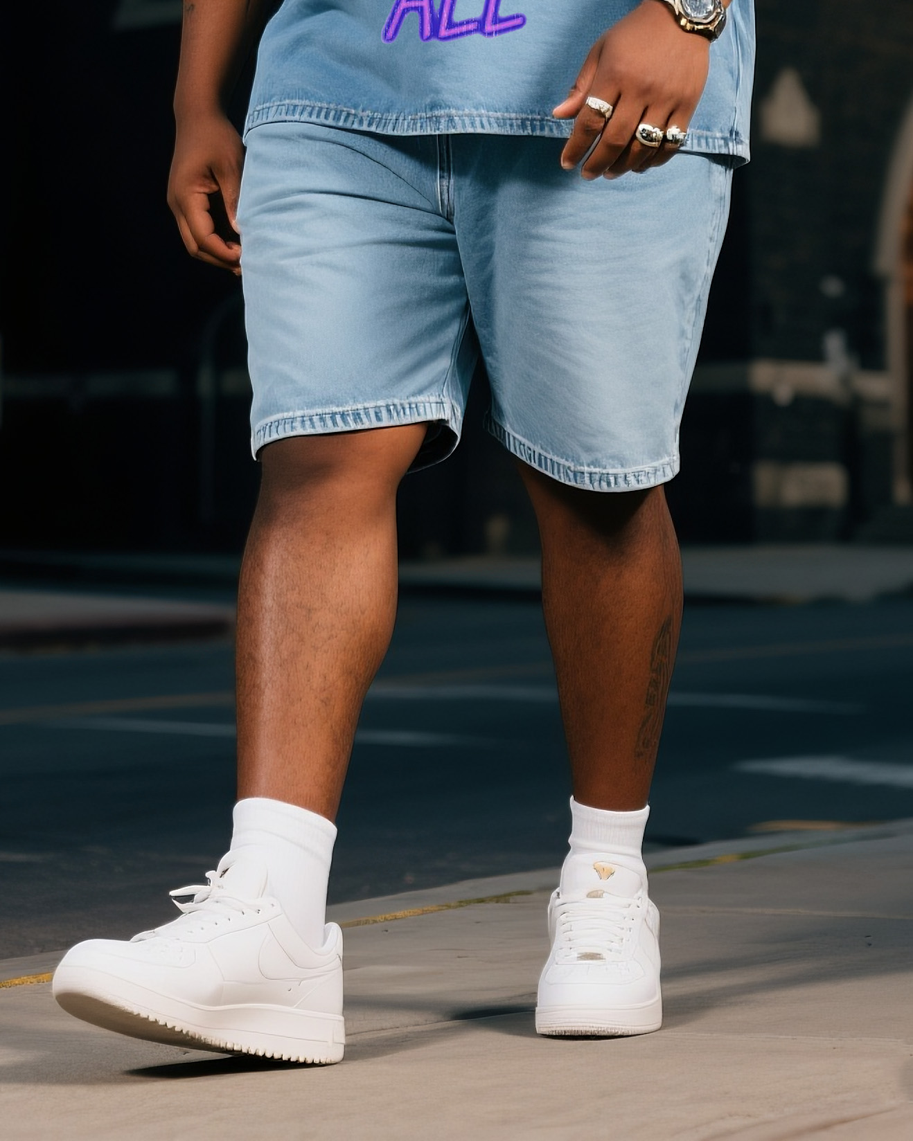 Plus Size Boys Jesus Paid It All Printed Short Sleeve Shorts Denim Suit