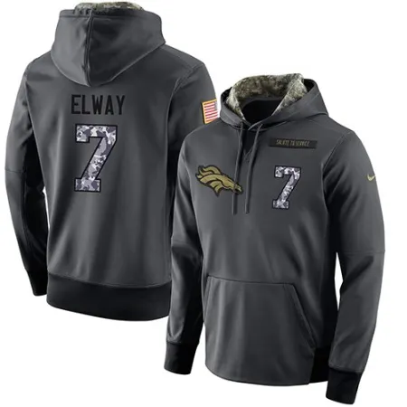 NFL Men's  Denver Broncos #7 John Elway Stitched Black Anthracite Salute to Service Player Performance Hoodie