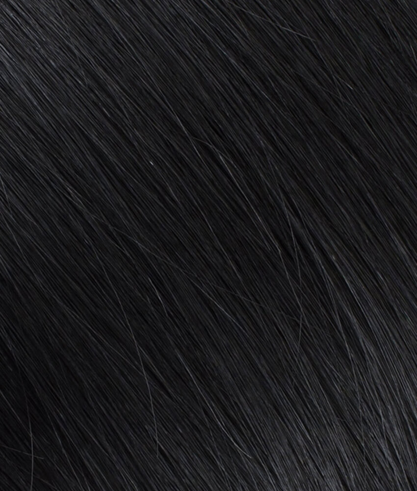 22 inch #1 Jet Black Seamless Clip in Hair Extensions Findingdream