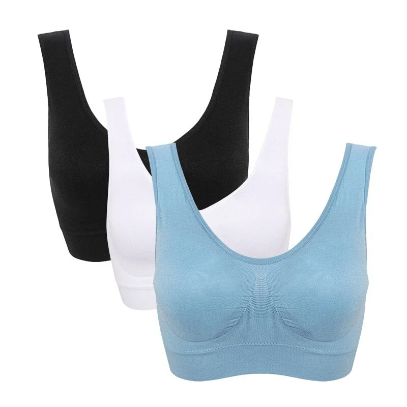 3pcs/set sexy active bra With removable Pad Seamless push up women plus size underwear wireless fitness body shape Bra