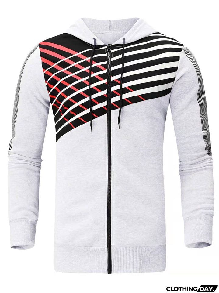 Men's Sports Style Anti-theft Zipper Pocket Drawstring Hoodies