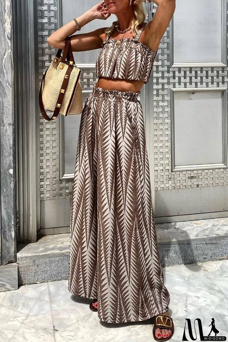 MidiSono - Casual College Geometric Print Patchwork Sleeveless Two Pieces