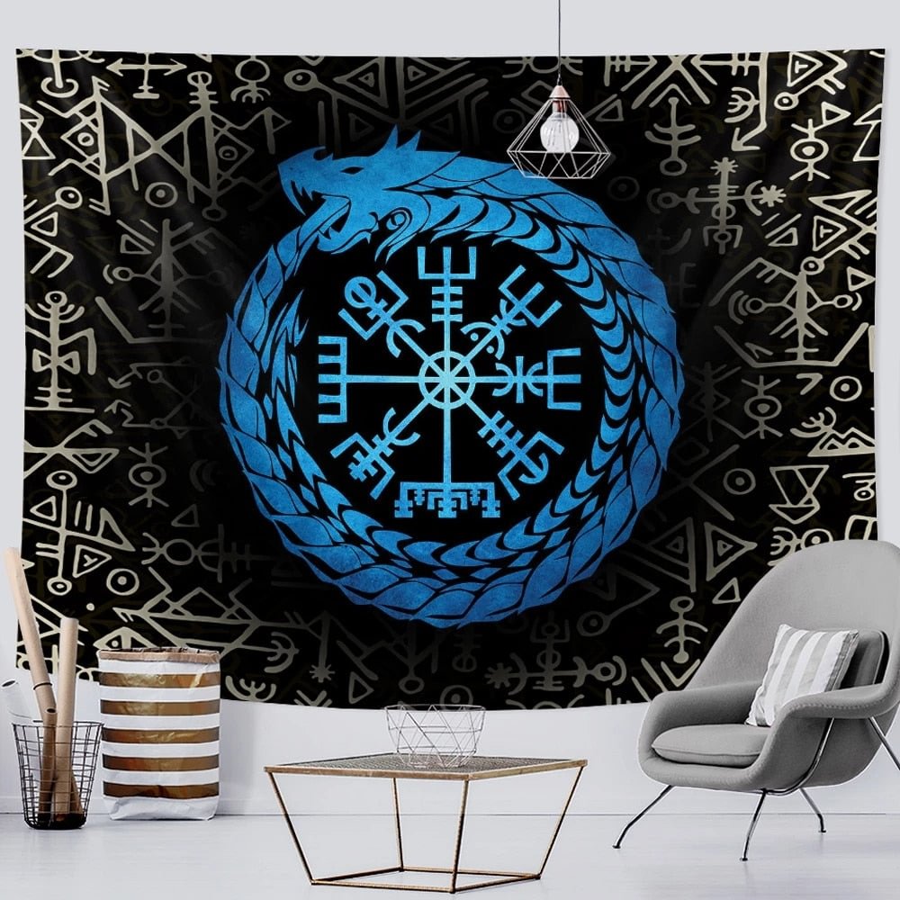 Viking mystical symbol tapestry home decoration tapestry psychedelic scene wall hanging Bohemian decoration crow sofa blanket