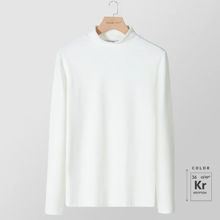 Enanhua  2025 Brand New Half Turtleneck Bottoming Shirt Men's Plus Velvet Warm Trend Loose Inner Top Men's Long-Sleeved T-Shirt