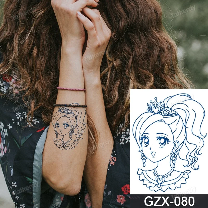 Juice Ink Natural Tattoo Water Transer Long Lasting Blue Semi-permanent Temporary Tattoos Small Hand Sleeve Armband Painting