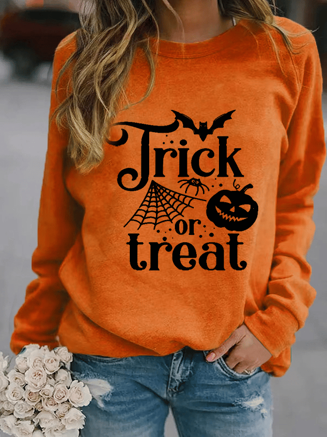 Women's Halloween TRICK OR TREAT Print Sweatshirt