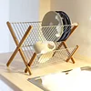 Bamboo Folding Dish Drainer Kitchen Storage Rack Tableware Dish Sink Storage Rack