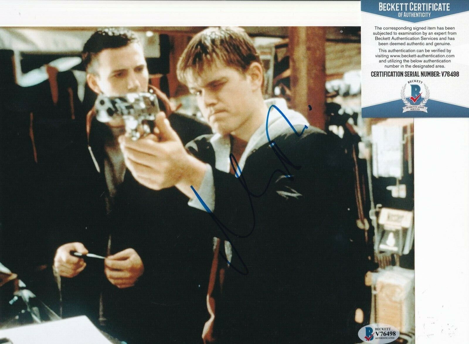 MATT DAMON signed (DOGMA) Rounders 8X10 movie Photo Poster painting BECKETT BAS V76498