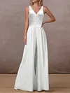 Embroidered V-Neck Empire V-Back Solid Color Fashion Jumpsuit