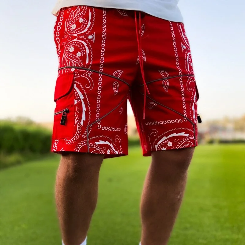 Aonga Men's New Cashew Shorts European And American Harem Pants Loose High Street Brand Multi-Pocket Overalls