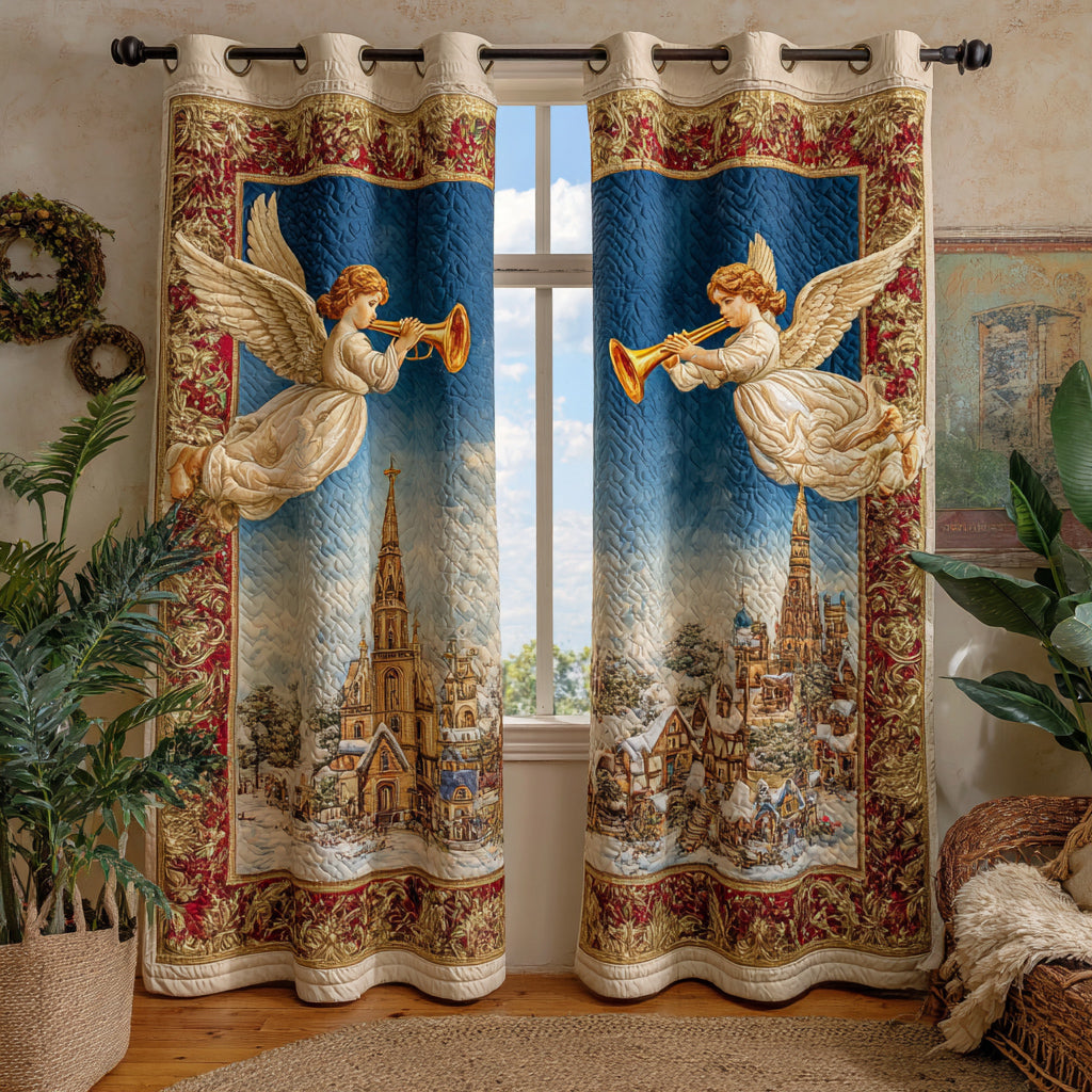 Heavenly Angel Chime Printed Quilted  Curtains NCU0HH1054