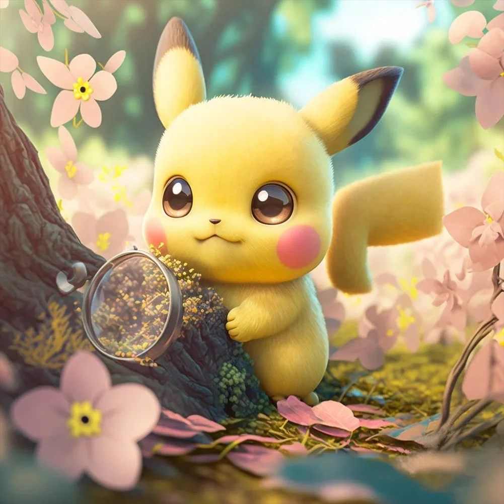 Pikachu Pokemon Cartoon - 5D Diamond Painting - DiamondByNumbers - Diamond  Painting art