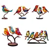 Acrylic Birds on Branch Statue Art Craft Stained Birds Ornament Collectible Gift